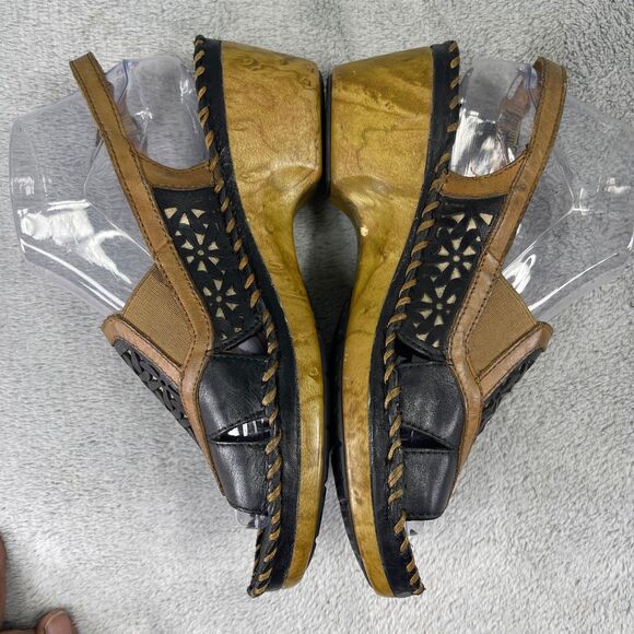 Ariat Sandals Womens Size 9B Del Ray Leather Wood Heels Black Brown 10007643 - Picture 9 of 16